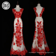 Mode écologique design fleur dernière modèles de robe formelle rouge